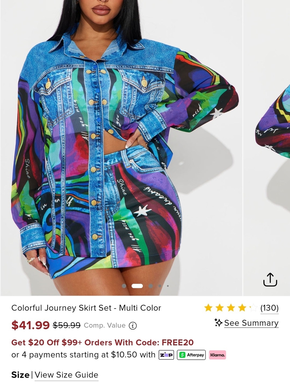 Multi-Color Printed Denim-Style 2 Piece - Women